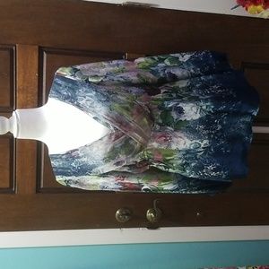 Floral V-Neck Women Top - Multicolor